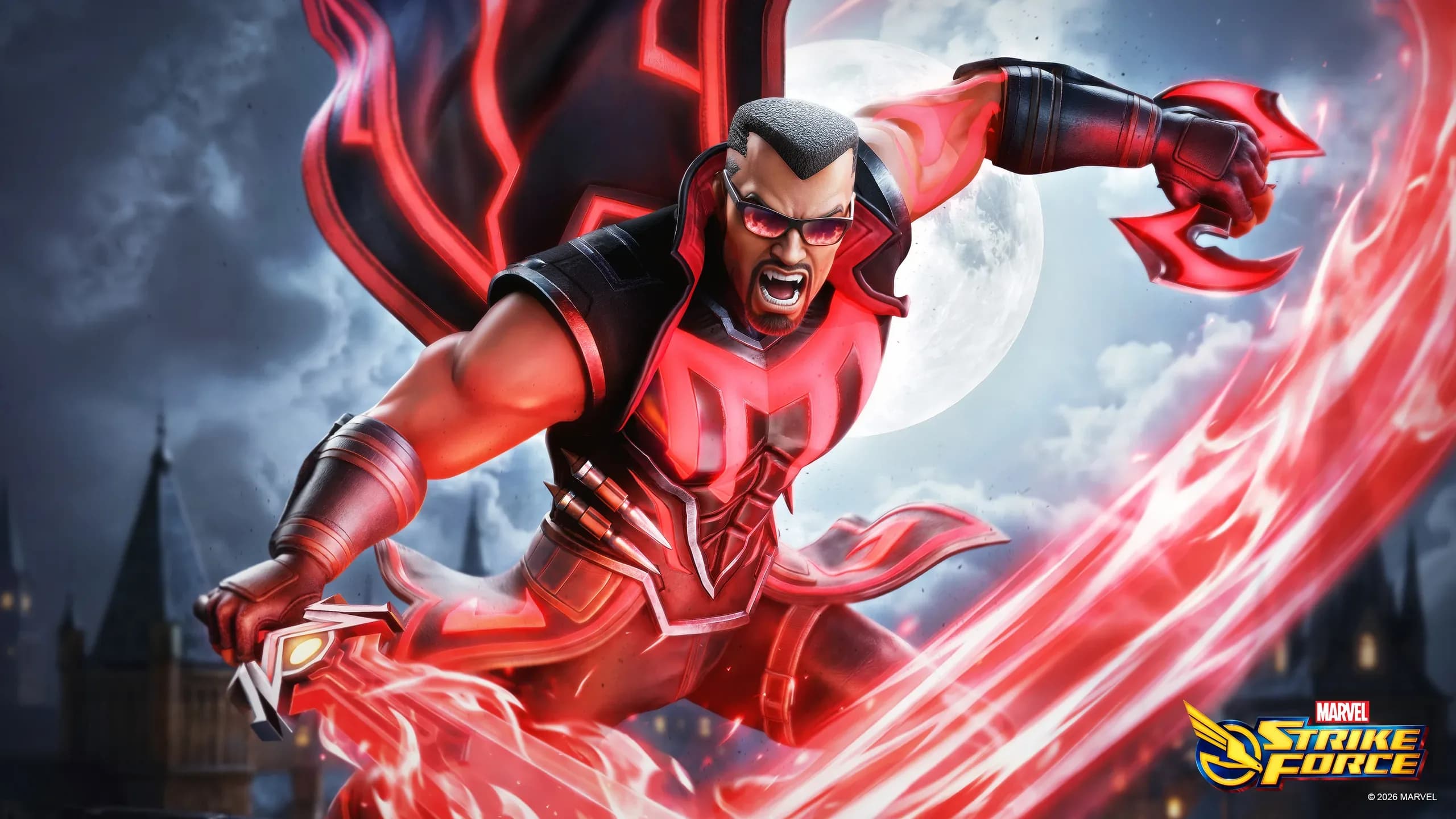 Blade character render — MARVEL Strike Force